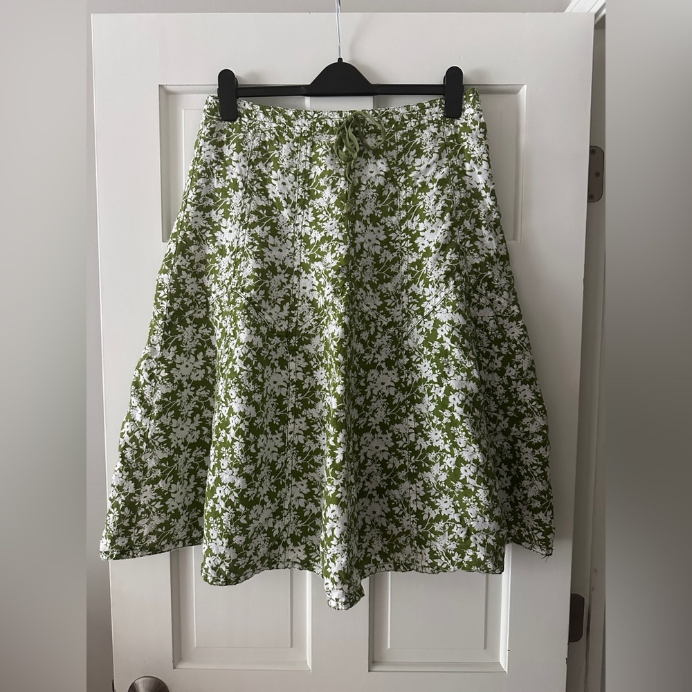 Liz Claiborne Cotton Linen Floral A-Line Skirt